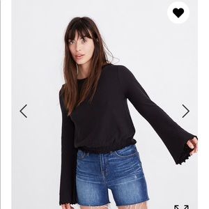 Madewell Texture & Thread Smocked Bell-Sleeve Top